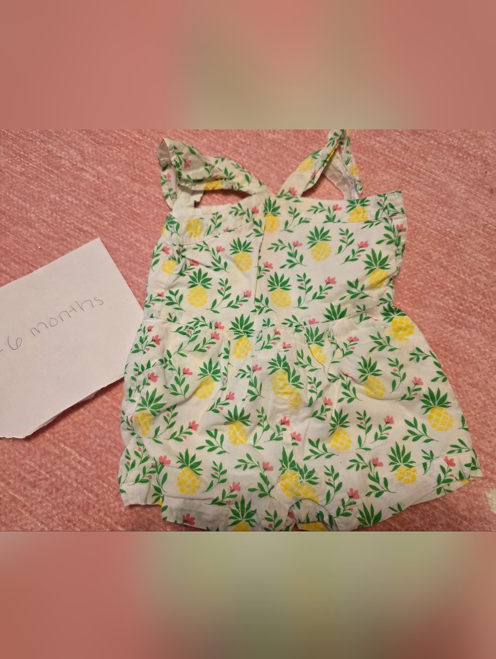 Janie and Jack Pineapple Print Romper in White and Yellow